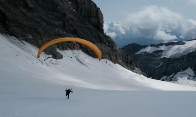 Startplatz unter dem Bergschrund